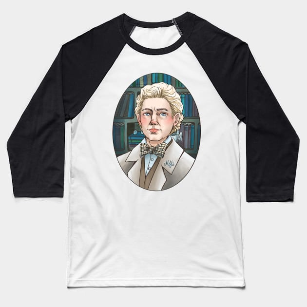 Aziraphale in Watercolor Baseball T-Shirt by Molly11